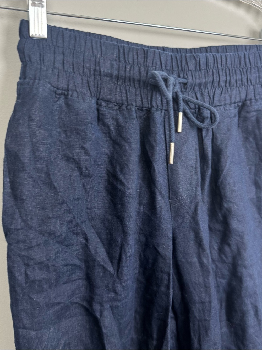 QUINCE | Navy Blue Elastic-Waist Linen Drawstring Pants Women’s Size Small - Picture 3 of 10